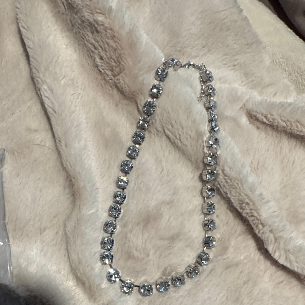 Touchstone Crystal by Swarovski- 16” Elegant Silver Crystal Necklace